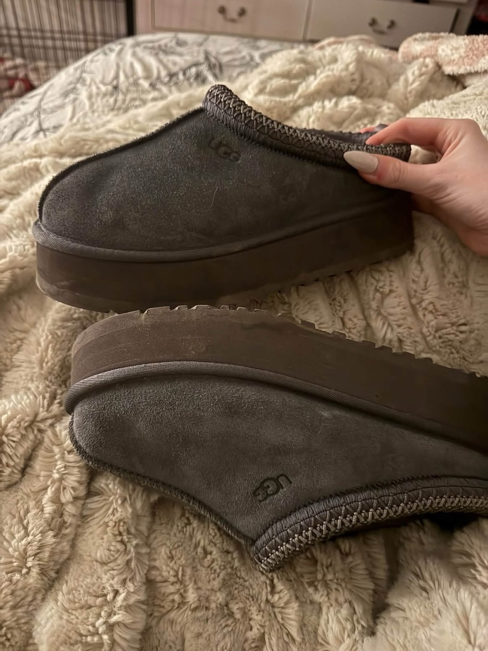 UGG Women’s Gray Suede Platform Clogs